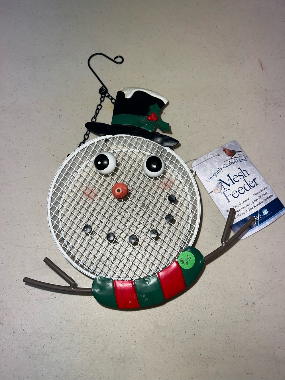 Mesh Feeder Snowman Wall Accent - Green/Red/White